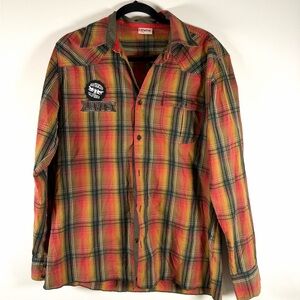 Levi's Red, Yellow and Green Plaid Button-Up Shirt